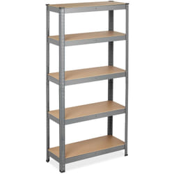 Relaxdays - tagère à charge lourde, 5 niveaux, hlp 150 x 75 x 30 cm, supporte jusqu'à 875 kg, métal, cave, garage, gris