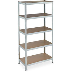 Relaxdays - tagère à charge lourde galvanisée, capacité 875 kg, 180x90x45 cm, 5 niveaux, à clipser, acier, cave, argenté