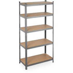 Relaxdays - tagère à charge lourde, capacité 875 kg, 5 niveaux, à assembler, cave, garage, acier, hlp 180x90x45 cm, gris
