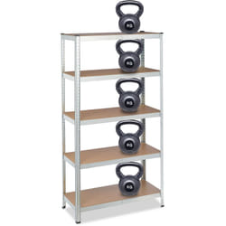 Relaxdays Étagère à charge lourde, HLP 180x90x45 cm, capacité 1325 kg, 5 étages, cellier, cave, garage, acier, galvanisé