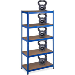 Relaxdays - tagère à charge lourde, HxLxP 180x90x45 cm, capacité 1325 kg, 5 étages, cellier, cave, garage, acier, bleu
