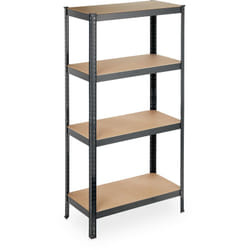 Relaxdays - Etagère charge lourde, 4 niveaux HlP 157 x 80 x 41 cm, 280 kg, capacité maximale, pour garage, cave, noire
