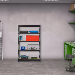 Relaxdays - Etagère charge lourde, HLP:153x 91x 30,5 cm, capacité 800 kg, 5 niveaux, emboiter, cave, garage, acier, noir