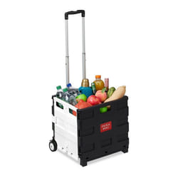 Relaxdays Chariot de courses pliable poignée télescopique roulettes pour transport jusqu’à 35 kg 50 L noir/gris