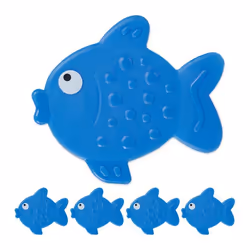 Relaxdays Autocollants de salle de bain antidérapant lot de 5 Design poissons avec ventouses enfants bleu