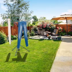 Sèche linge rotatif, ligne de 15 m, jardin et camping, pliable, socle, étendoir de balcon, H:140cmargenté - Relaxdays