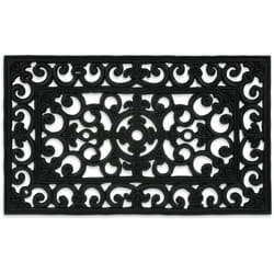 Relaxdays - Paillasson caoutchouc, 45x75 cm, antidérapant, résistant, caillebotis extérieur, tapis entrée, ornements, noir