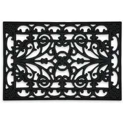 Relaxdays - Paillasson caoutchouc, 40x60, antidérapant, résistant, caillebotis extérieur, tapis d'entrée, ornements, noir