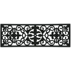 Relaxdays - Paillasson de marche caoutchouc, tapis porte entrée, extérieur, intérieur, ornement, antidérapant, 75x25, noir