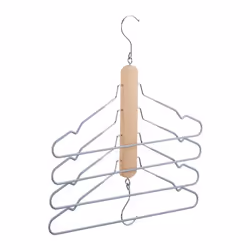 Relaxdays Cintres multiples peu encombrant 4 pour chemises avec traverse pour pantalon en bois et métal antidérapant