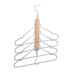Relaxdays Cintres multiples peu encombrant 4 pour chemises avec traverse pour pantalon en bois et métal antidérapant