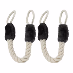 Relaxdays Butoir de porte anti-pincement lot de 2 poignées sécurité des bébés et animaux corde 60 cm beige/noir