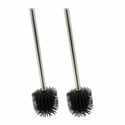 Relaxdays - Brosse wc silicone en lot de 2, antibactérien, effet lotus, avec tête amovible, balai toilette, noir/argenté