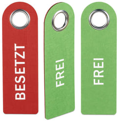 Relaxdays Plaque de porte «Occupé Libre», jeu de 3, de WC à accrocher, deux côtés, bain et bureau, en feutre, rouge/vert