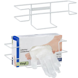 Relaxdays - Distributeur de gants, lot de 2, support pour boîtes jetables, h x l x p : 10 x 27,5 x 8,5 cm, fer, blanc