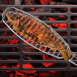 Relaxdays Panier à brochettes en lot de 2, acier inox, manche en caoutchouc, 58,5 cm de long, pour grillades, argenté