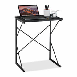 Relaxdays - Petite table de travail HxlxP 75x60x40 cm meuble compact pour ordinateur, pour lap top mdf et métal, noir