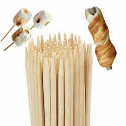 Piques à brochettes, bambou, x200, bâtons marshmallow 90 cm de long, feu de camp, barbecue, ø 5 mm, nature - Relaxdays