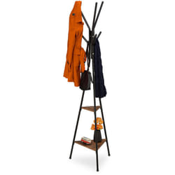 Relaxdays - Support garde robe industrielHlP 181.5 x 50 x 43 cm, porte manteau avec 2 supports, métal et mdf, noir/brun