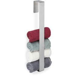 Relaxdays - Porte-serviettes, inox 430, autoadhésif, cuisine, salle de bain, sans perçage, HxLxP 45 x 4 x 6 cm, argenté
