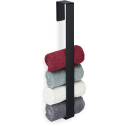 Relaxdays - Porte-serviettes, inox 430, salle de bain, cuisine, support autoadhésif, sans perçage, hlp 45 x 4 x 6 cm, noir