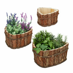 Relaxdays - Bacs à fleurs en bois jeu de 3, pour jardin, pour plantes, sur le balcon et à la fenêtre, 3 tailles, nature