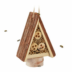 Hôtel à insectes, Nid pour abeilles sauvages & guêpes, jardin, balcon, 22,5 x 16 x 8,5 cm, nature/vert - Relaxdays
