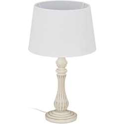 Relaxdays - Lampe de table, style campagnard, E14 douille tissu et bois, salon et chambre à coucher, de chevet, HxD 47x27
