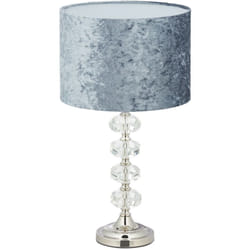 Relaxdays - Lampe de table, abat-jour en velours, pied cristal, douille E14, salon et chambre, h x l : 48 x 26 cm, gris