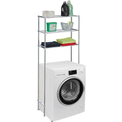 Relaxdays - Etagère de machine à laver en métal, 3 niveaux, rangement de salle de bain, wc, hlp 162,5x67x30 cm, argenté
