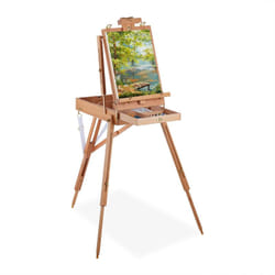 Relaxdays - Valise chevalet en bois, pour adultes, hauteur et inclinaison réglables, portable, taille xl tiroir, nature.