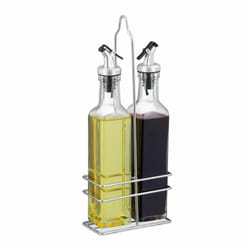 Relaxdays Set huile vinaigre, bouteilles en verre 300 ml, bec verseur, sauce, vinaigrette, 2x distributeurs, transparent
