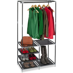 Relaxdays - Armoire à vêtements ouverte, étagère à chaussures pour 10 paires, tringle, vestibule hlp: 160x84x43 cm, noir