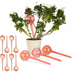 Personne n’aime retrouver ses plantes mortes en rentrant des vacances. Ce lot de 12 globes d’arrosage vous aide à maintenir v ...