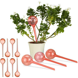 Relaxdays - Globes d'arrosage en plastique, lot de 12, distributeur eau, plantes, 2 semaines, 250 ml, pot fleurs, rouge
