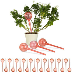 Relaxdays - Globes d'arrosage en plastique, lot de 24, distributeur eau, plantes, 2 semaines, 250 ml, pot fleurs, rouge