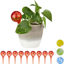 Globes d'arrosage, lot de 10, distributeur eau, irrigation plantes et fleurs, outil de bureau, ø 6cm, 75ml, verre, rouge