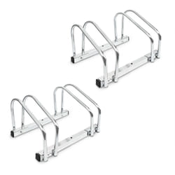 Relaxdays - 2x Râtelier support 2 vélos sol ou mur, HxlxP 26 x 40 x 32 cm, argenté