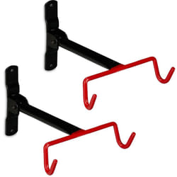 Relaxdays - Support mural vélos, lot de 2, pliable, garage et cave, capacité 20 kg,HlP 20x25x36cm, porte vélos, noir-rouge