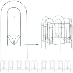 Relaxdays - Bordure potager, clôture jardin 10 éléments, en métal, à planter dans le sol, h x l : 62 x 488 cm, vert