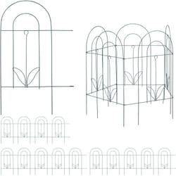 Bordure potager, clôture jardin 15 éléments, en métal, à planter dans le sol, H x L : 62 x 732 cm, vert