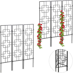 Relaxdays - Treillis de jardin, métal, lot de 6, à planter, tuteur pour plantes grimpantes, 122 x 30,5 cm, jardin, noir
