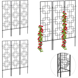 Relaxdays - Treillis de jardin, métal, lot de 9, à planter, tuteur pour plantes grimpantes, 122 x 30,5 cm, jardin, noir