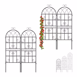 Treillis de jardin en lot de 4 métal à planter tuteur pour plantes grimpantes HxLxP : 150 x 21 x 15 cm noir