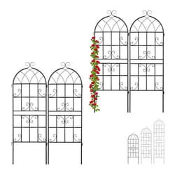 Treillis de jardin en lot de 4 métal à planter tuteur pour plantes grimpantes HxLxP : 150 x 21 x 15 cm noir