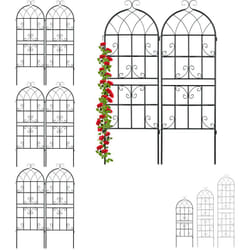 Relaxdays - Treillis de jardin en lot de 8, métal, à planter, tuteur pour plantes grimpantes, HxLxP : 150 x 21 x 1,5 cm, noir