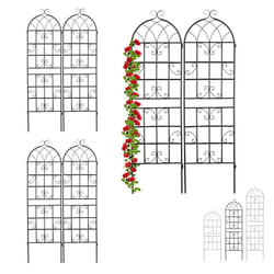 Relaxdays - Treillis de jardin en lot de 6, métal, à planter, tuteur pour plantes grimpantes, 180 x 52 x 1,5 cm, noir
