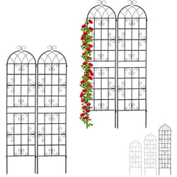 Relaxdays - Treillis de jardin en lot de 4, métal, à planter, tuteur pour plantes grimpantes,HxLxP : 220 x 52 x 1,5 cm, noir
