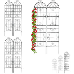 Relaxdays - Treillis de jardin en lot de 6, métal, à planter, tuteur pour plantes grimpantes,HxLxP : 220 x 52 x 1,5 cm, noir