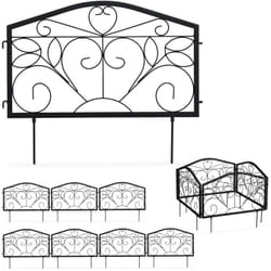 Relaxdays - Bordure potager, 8 éléments, clôture jardin, fer, antique, design antique, ornements, h x l : 33 x 450 cm, noir